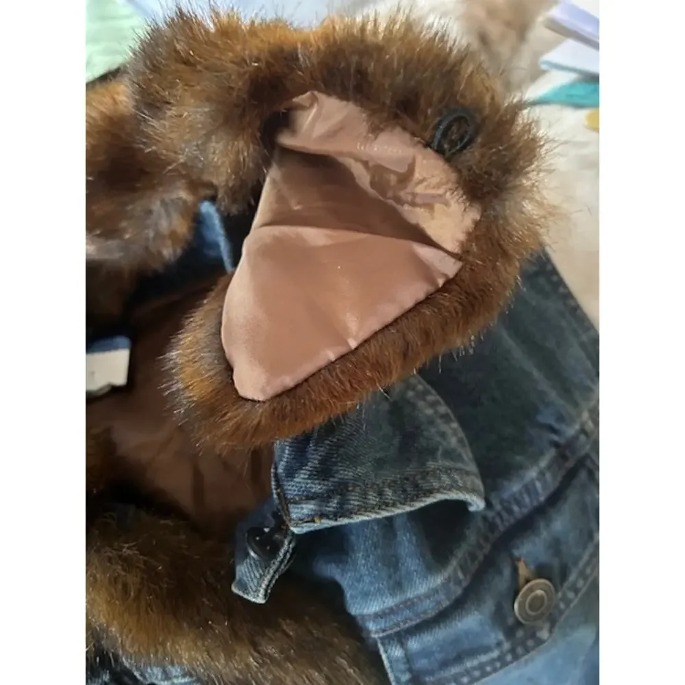 Vintage Fuda Sport Denim Vest with Faux Fur Trim – Size Large NWOT